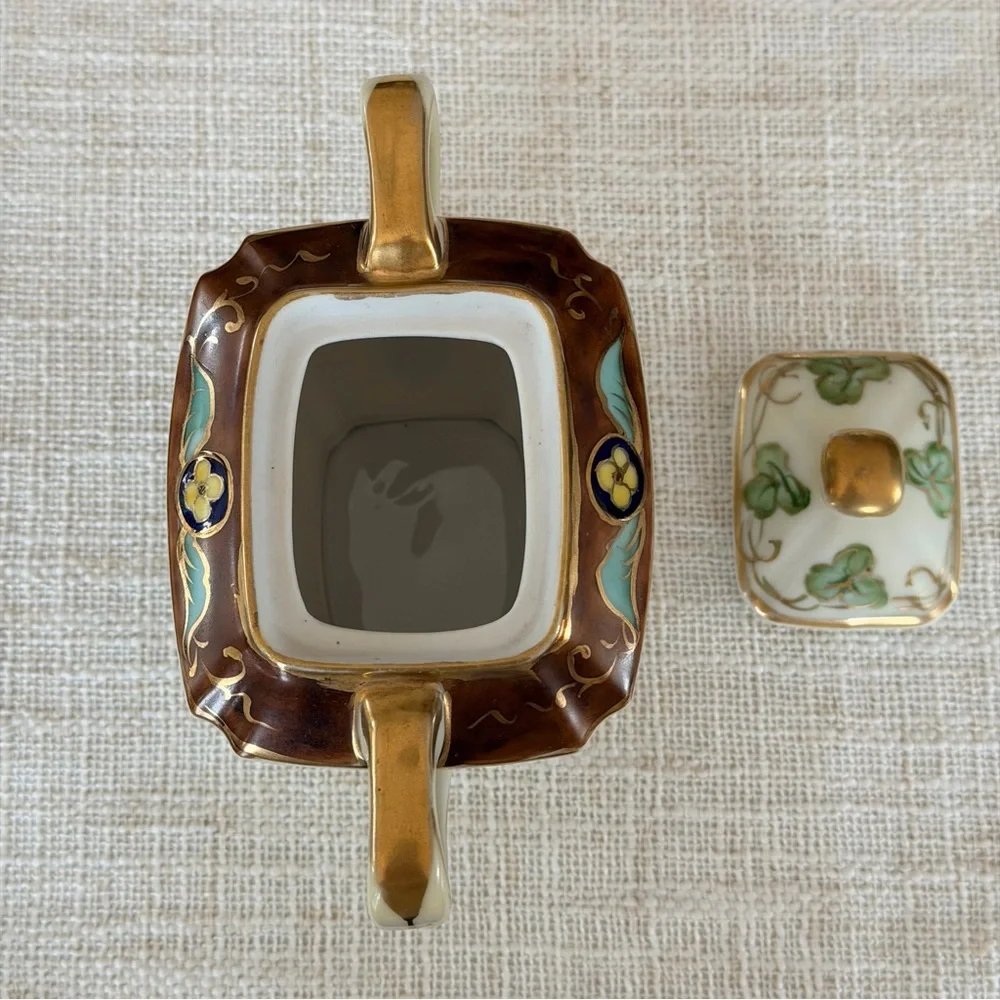 Antique Noritake Hand-Painted Grape Creamer and Sugar Bowl w/Top Set,  apan